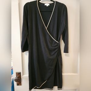 Calvin Klein Dress faux wrap black gold Large